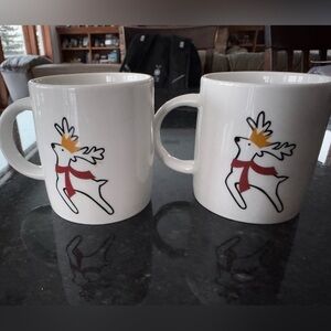 New Crate & Barrel 6-oz. Arctic Friend Reindeer Mini Christmas Mugs